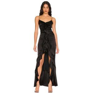NWT  Alice + Olivia Mayer Black Ruffle Maxi Dress